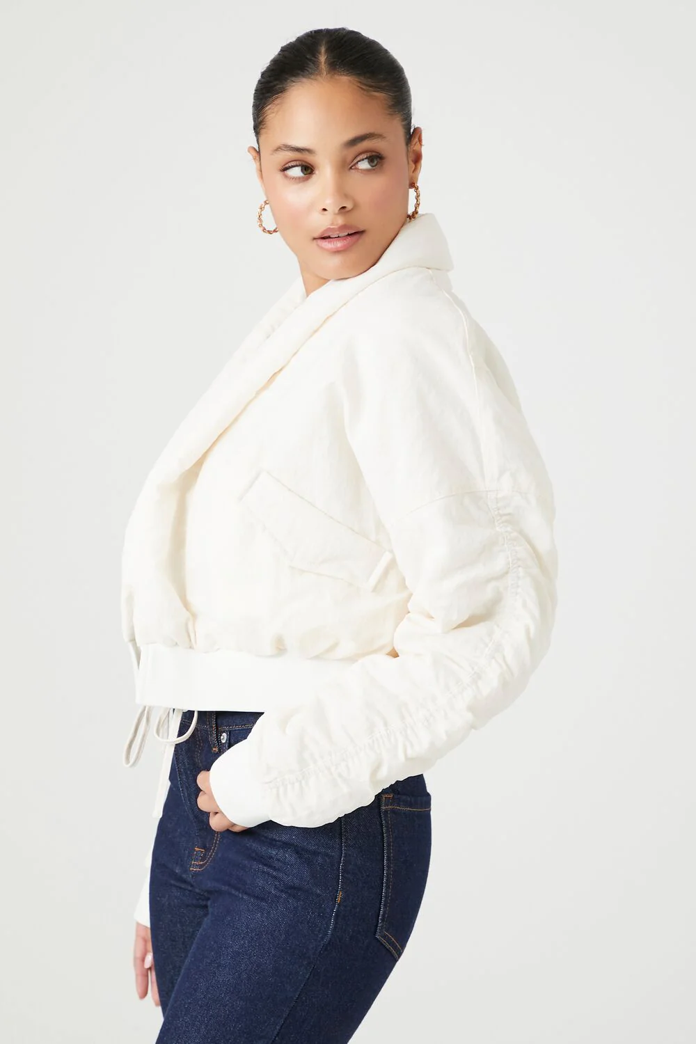 Ruched Tie-Front Puffer Jacket - Image 2