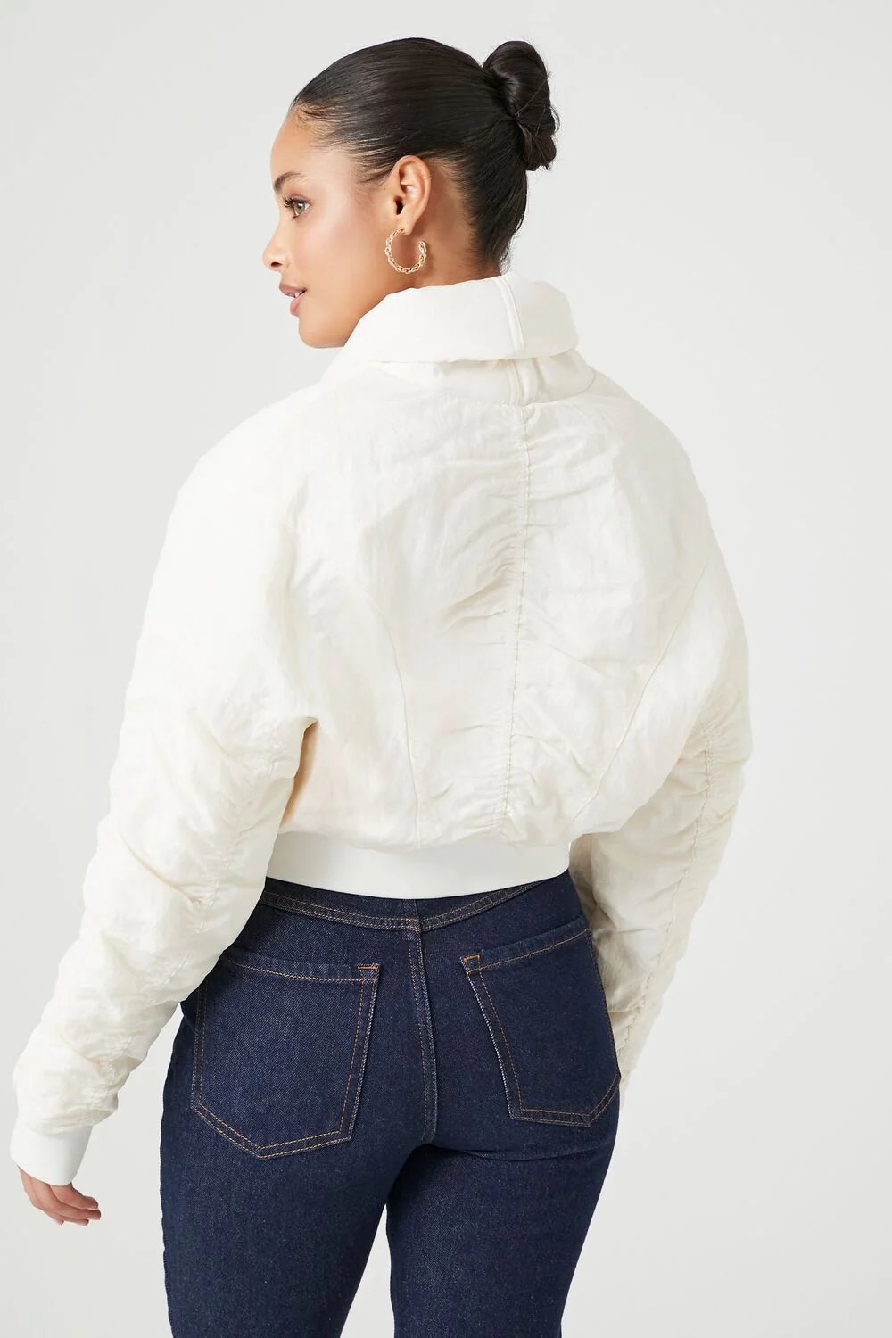 Ruched Tie-Front Puffer Jacket - Image 3