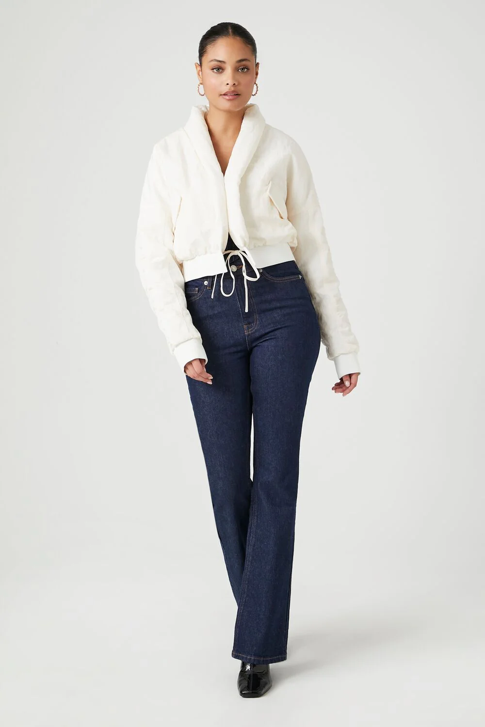 Ruched Tie-Front Puffer Jacket - Image 4
