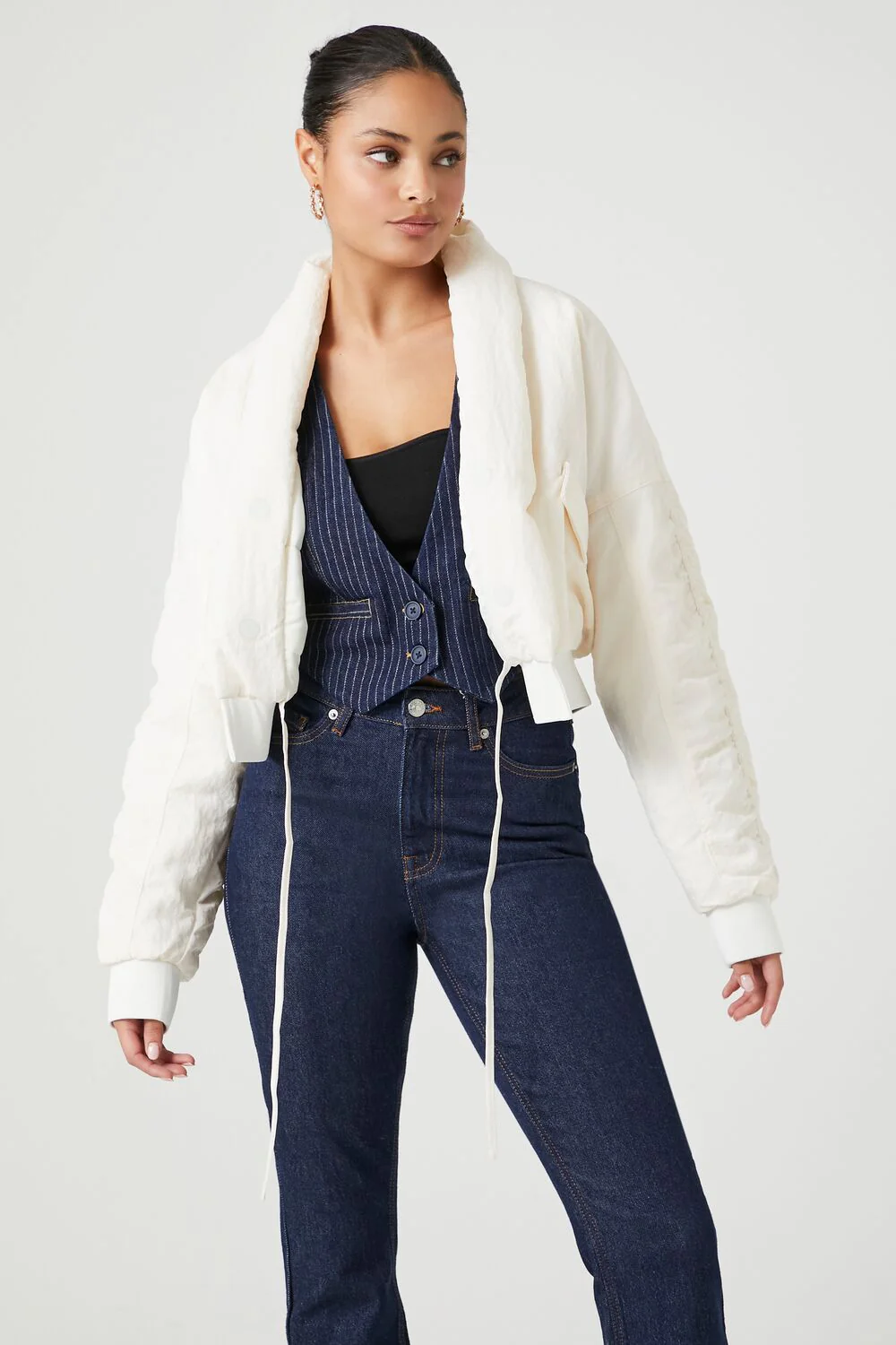 Ruched Tie-Front Puffer Jacket - Image 5