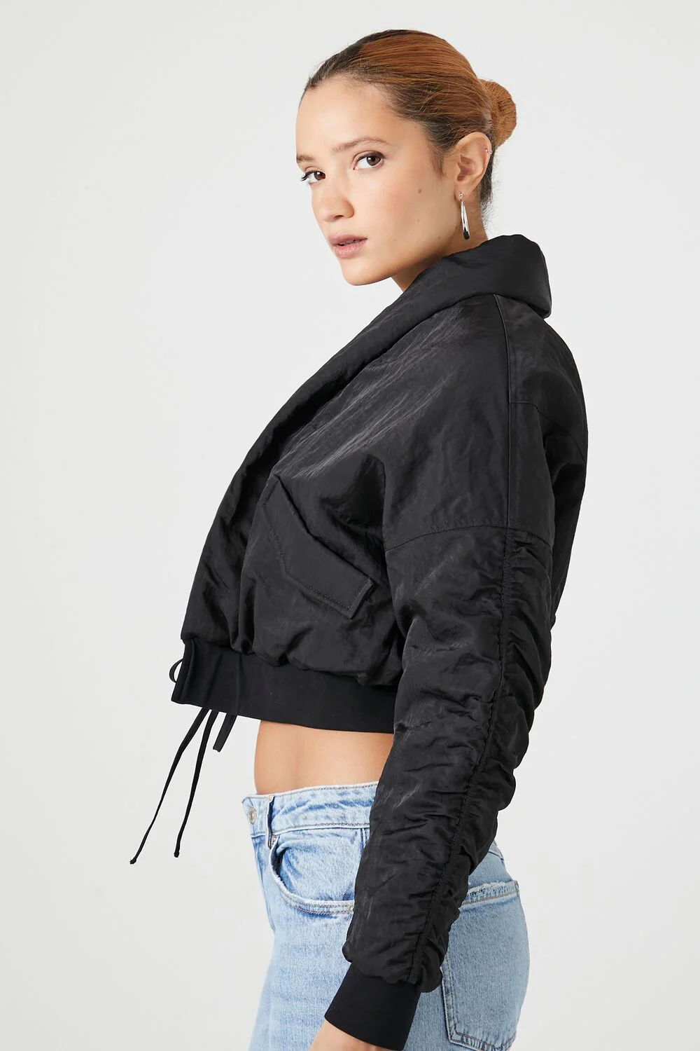 Ruched Tie-Front Puffer Jacket - Image 8