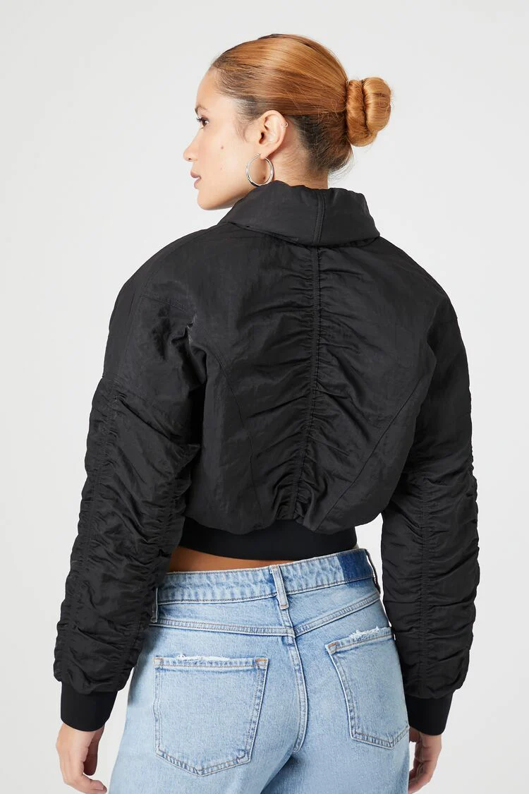 Ruched Tie-Front Puffer Jacket - Image 9