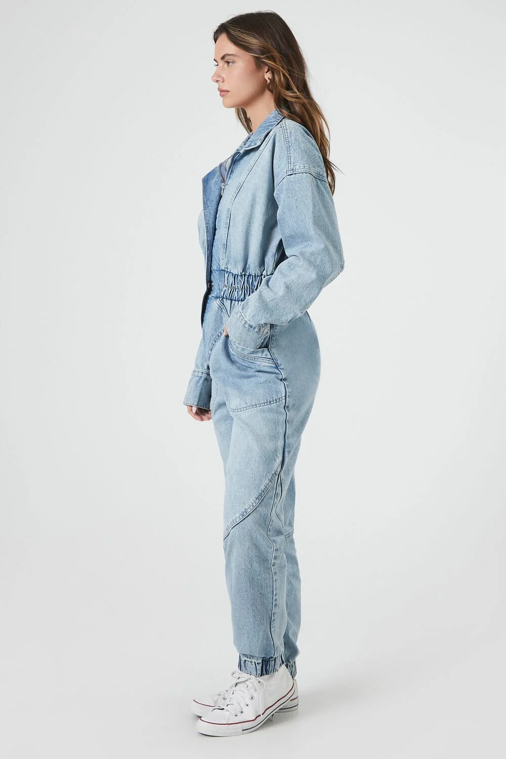Denim Funnel-Neck Jumpsuit - Image 2