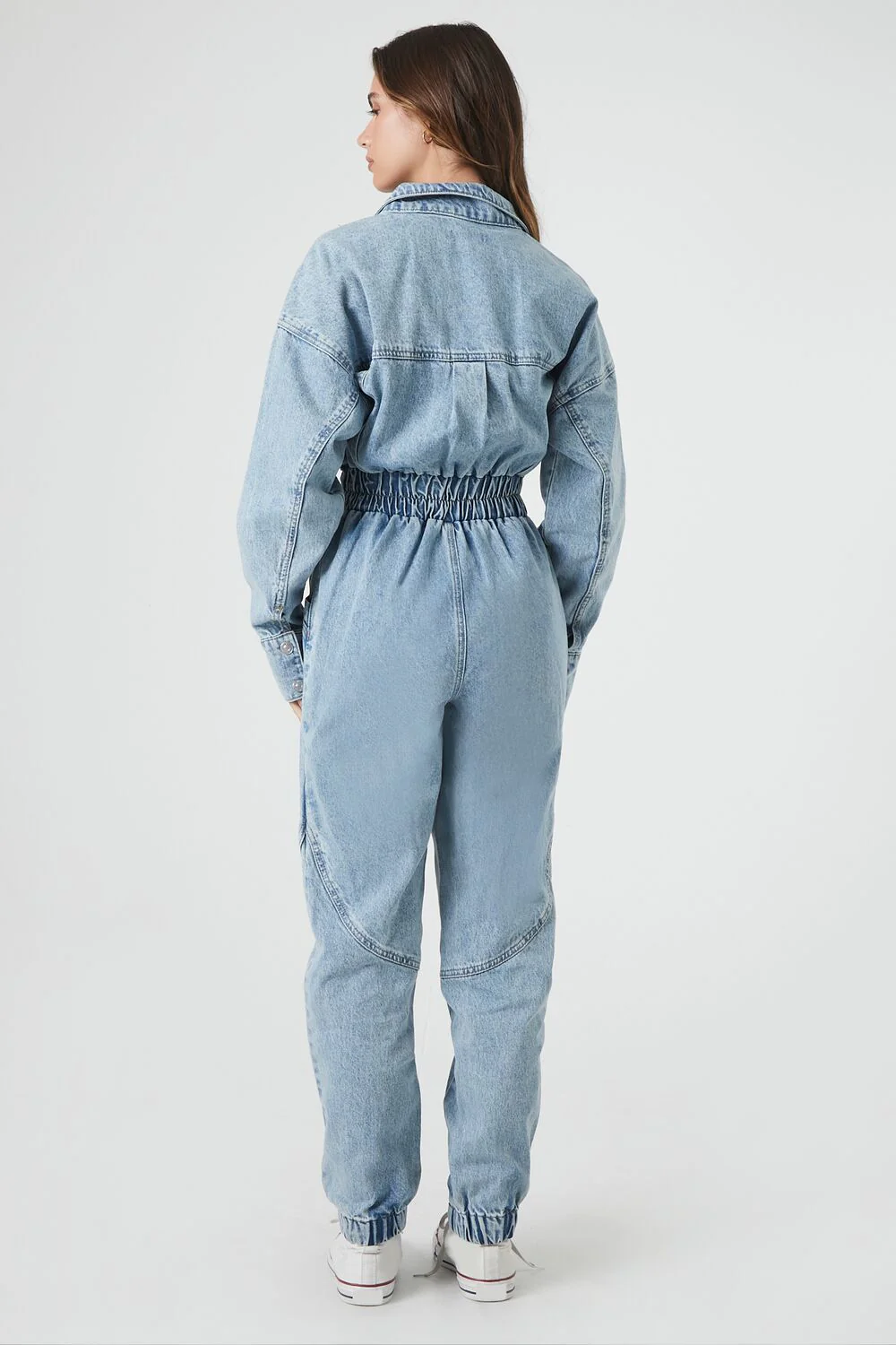 Denim Funnel-Neck Jumpsuit - Image 3