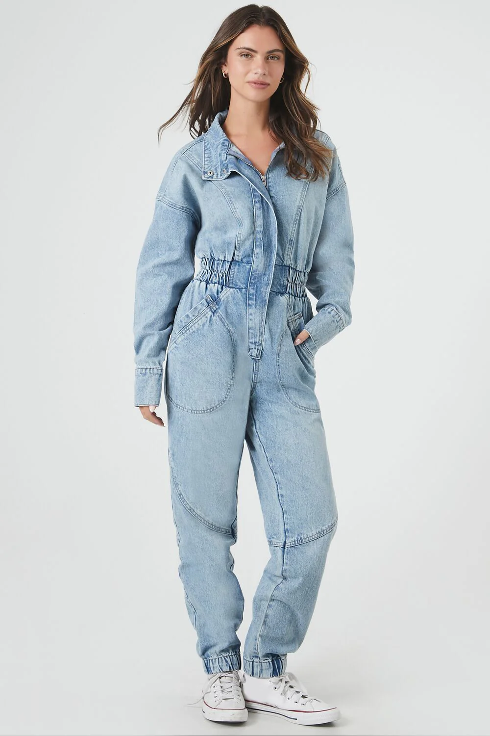 Denim Funnel-Neck Jumpsuit - Image 4