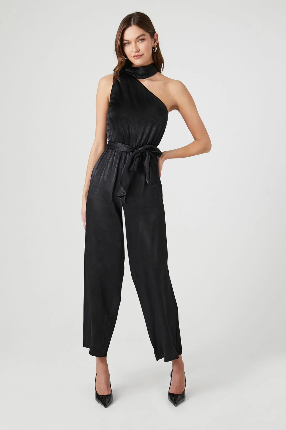 Satin One-Shoulder Jumpsuit - Image 4