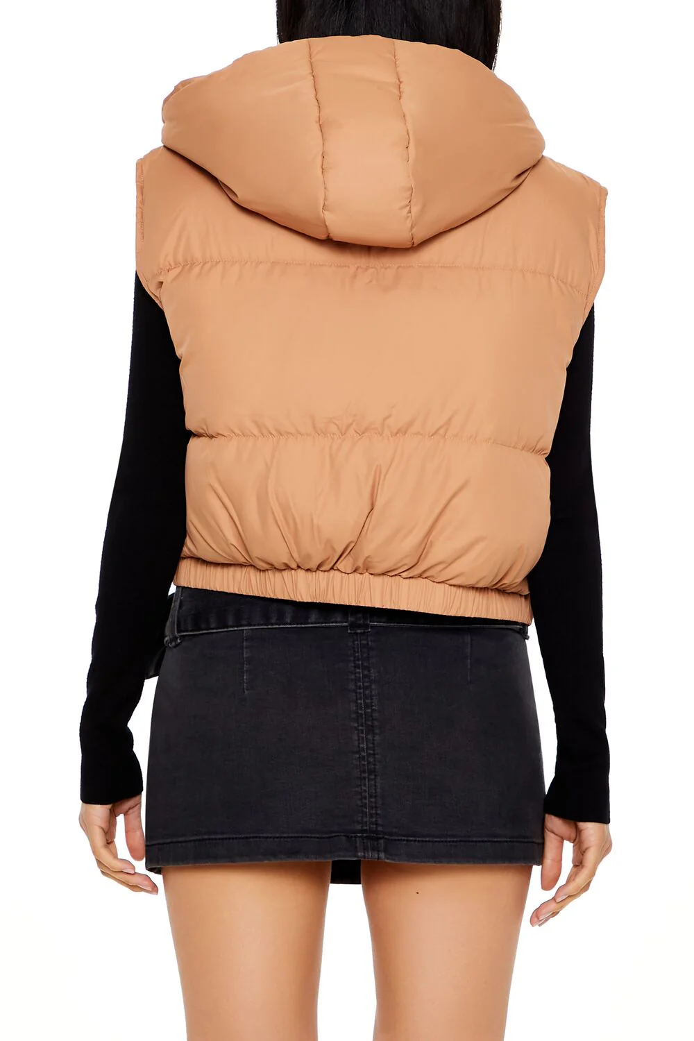 Cropped Hooded Puffer Vest - Image 10