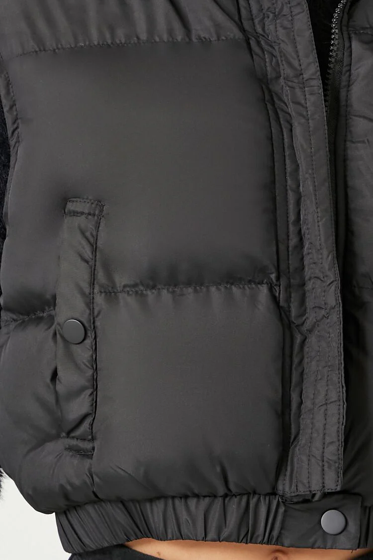 Cropped Hooded Puffer Vest - Image 5