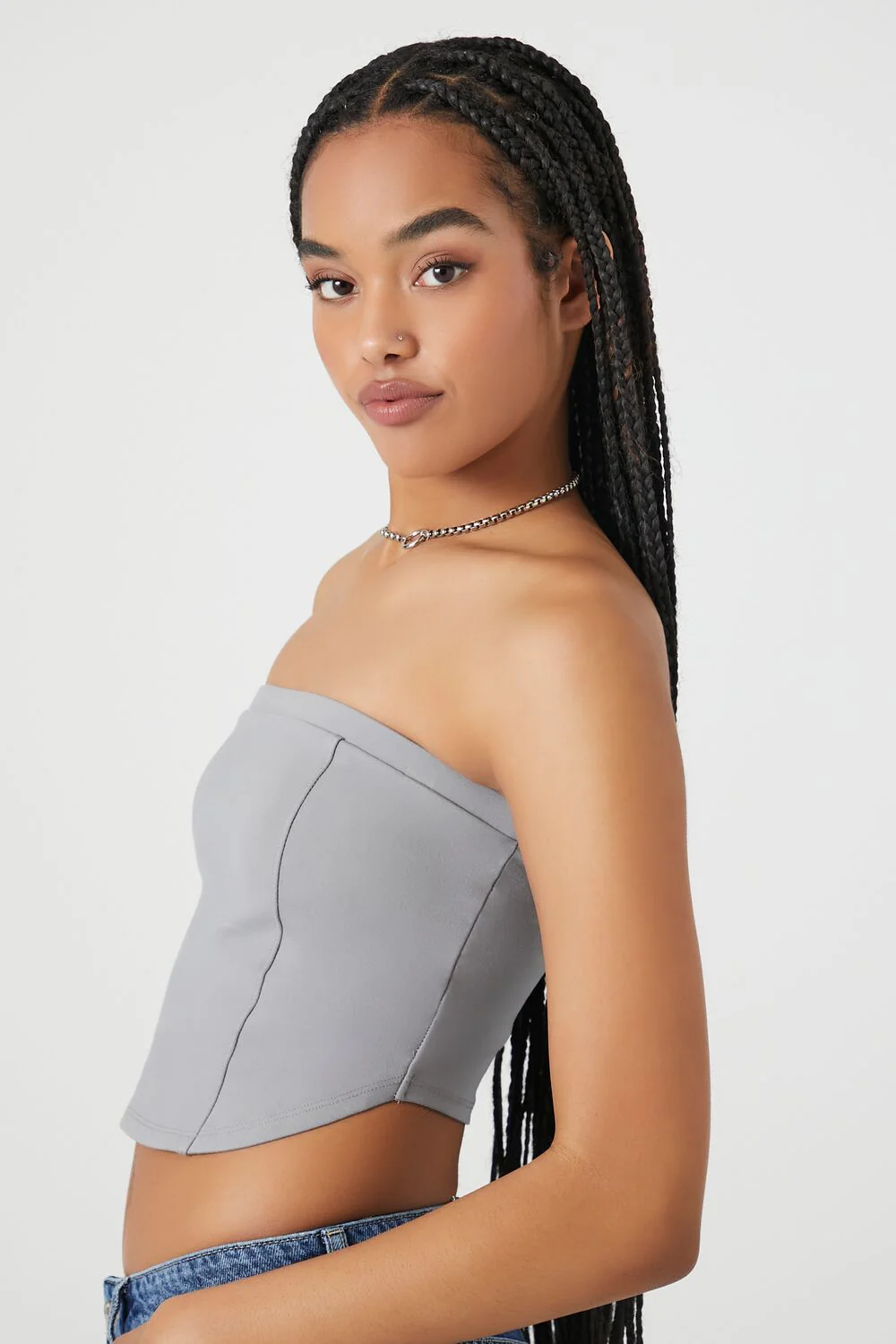 Ponte Knit Curved-Hem Tube Top - Image 2