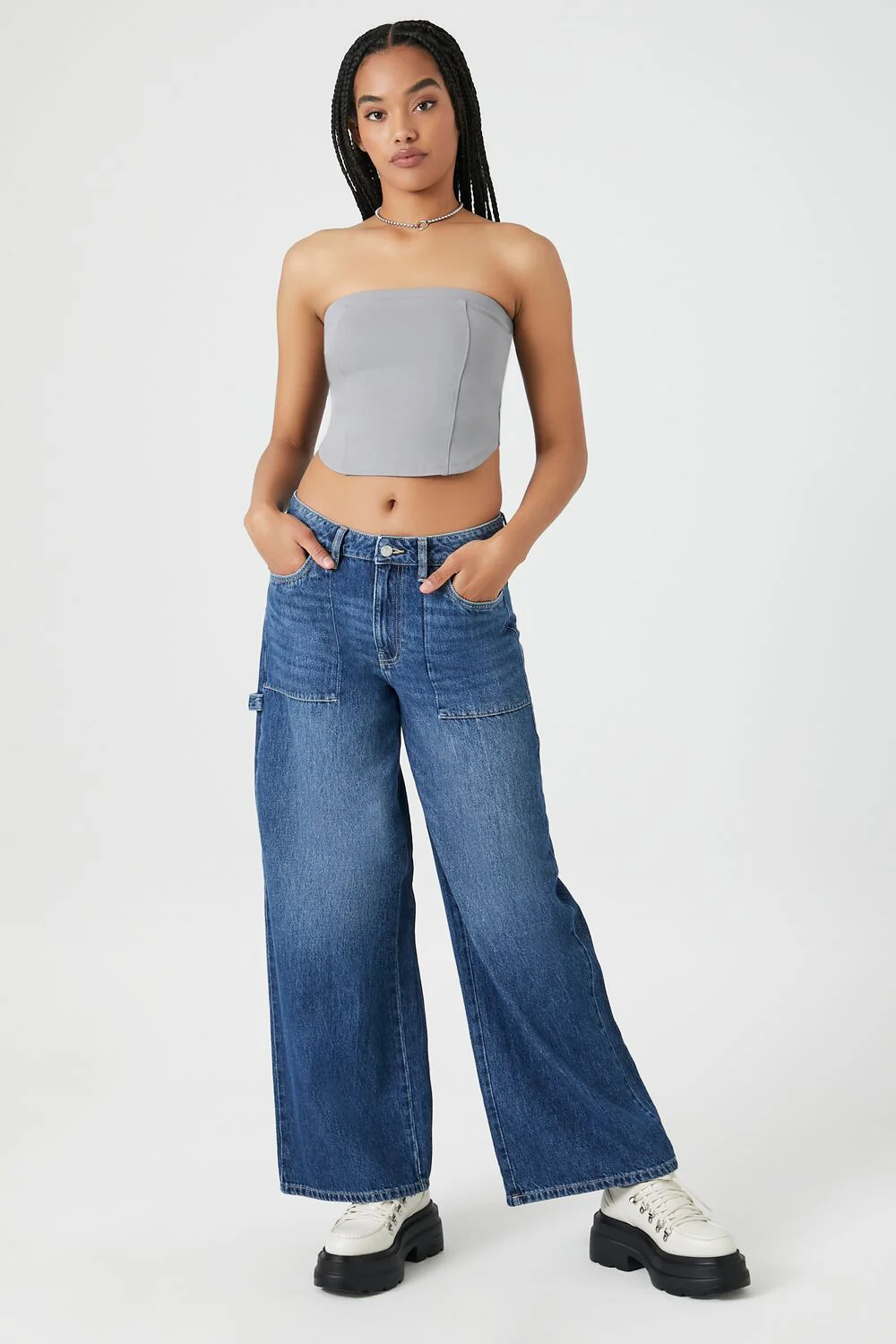 Ponte Knit Curved-Hem Tube Top - Image 4