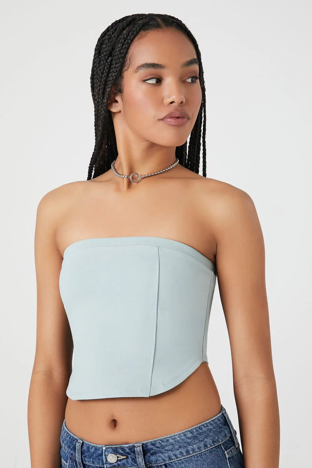 Ponte Knit Curved-Hem Tube Top - Image 6