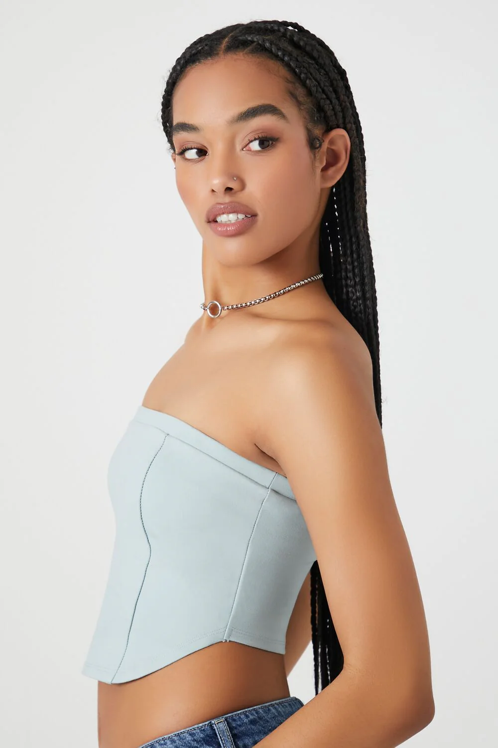 Ponte Knit Curved-Hem Tube Top - Image 7