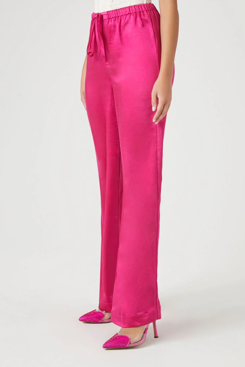 Satin Drawstring Wide-Leg Pants - Image 3