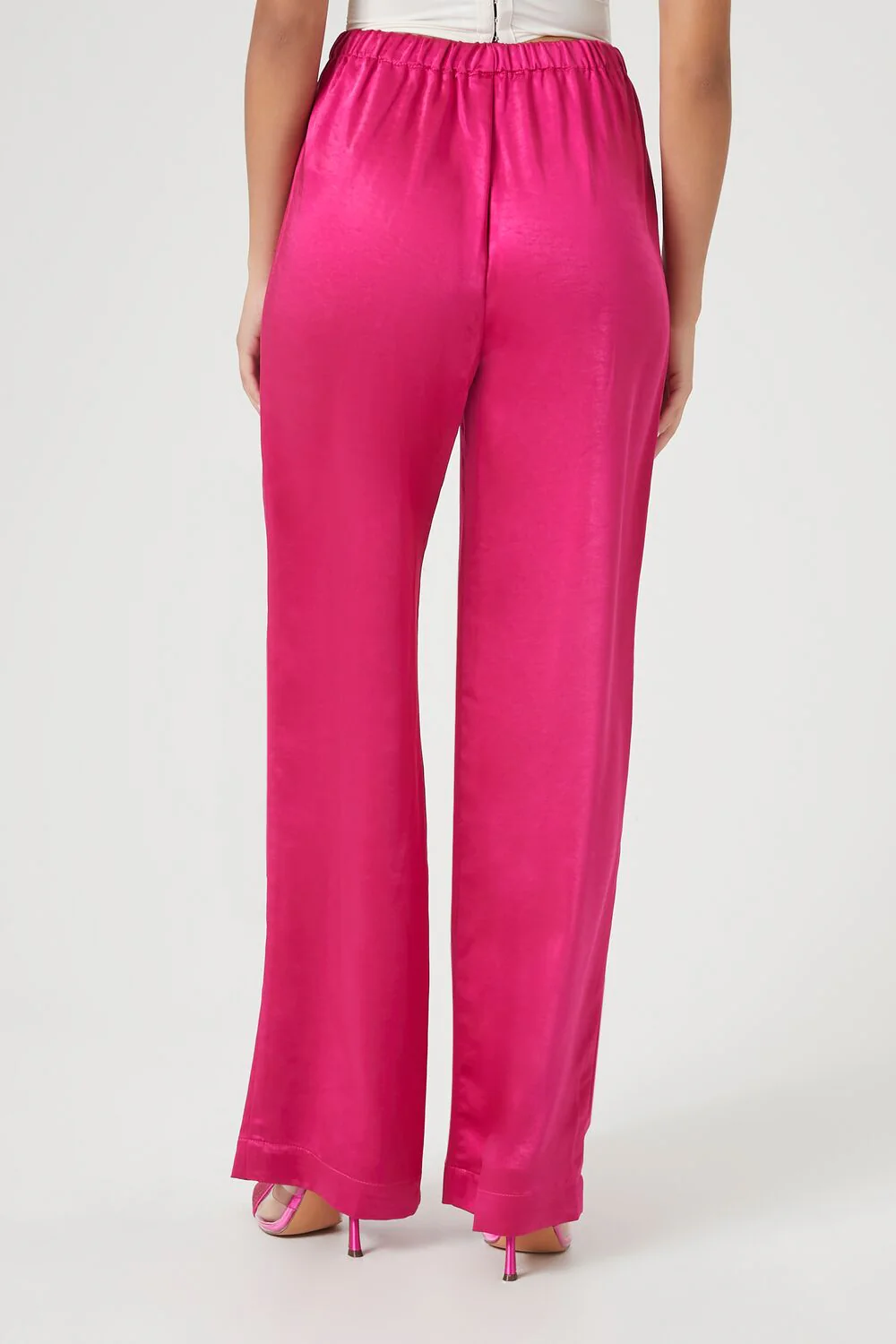 Satin Drawstring Wide-Leg Pants - Image 4
