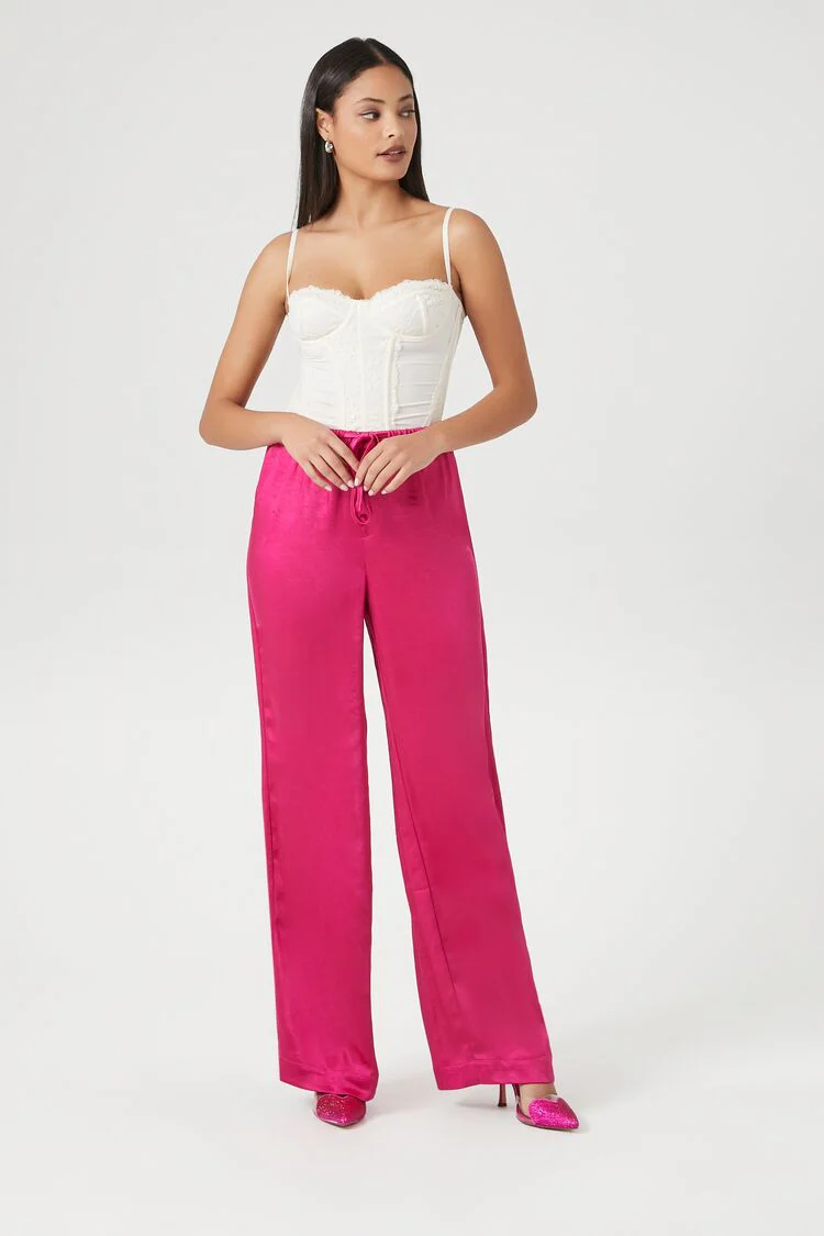 Satin Drawstring Wide-Leg Pants - Image 5