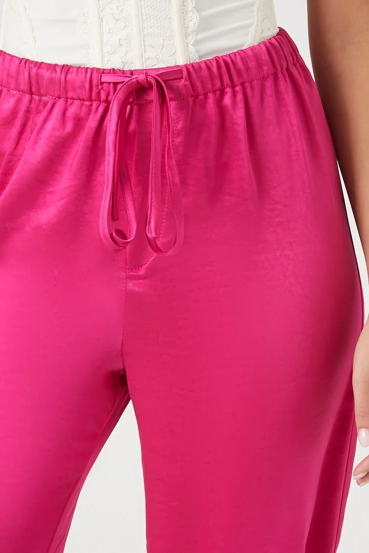 Satin Drawstring Wide-Leg Pants - Image 6