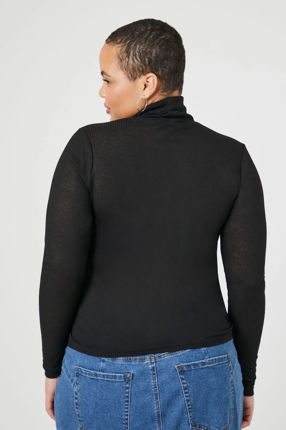 Plus Size Ribbed Knit Turtleneck Top - Image 3