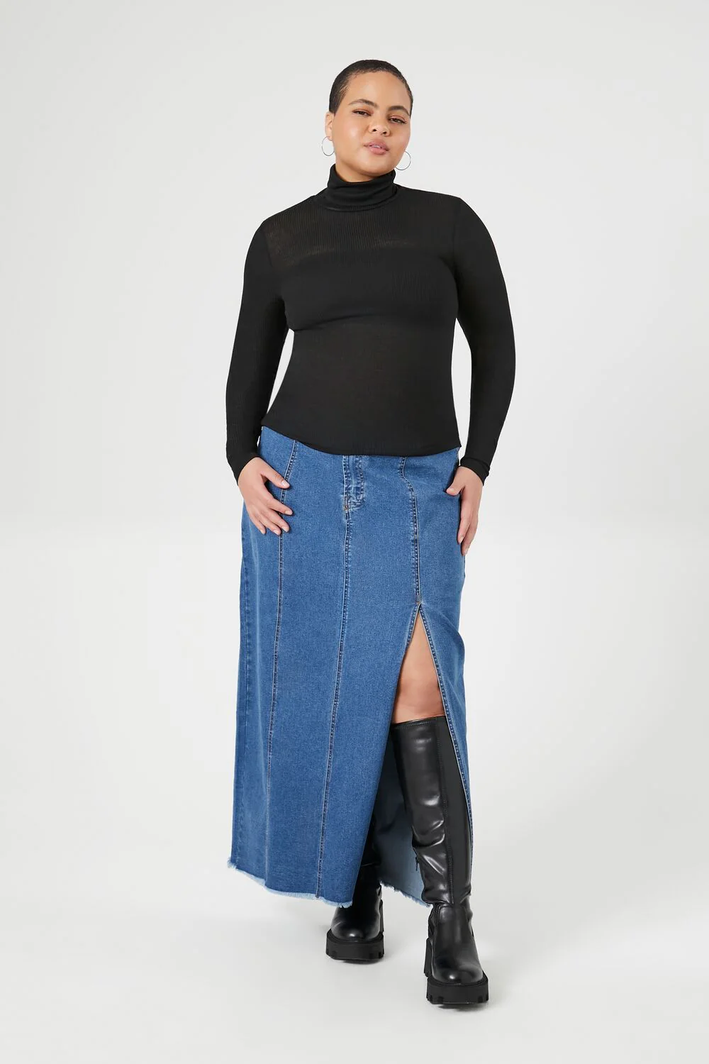 Plus Size Ribbed Knit Turtleneck Top - Image 4