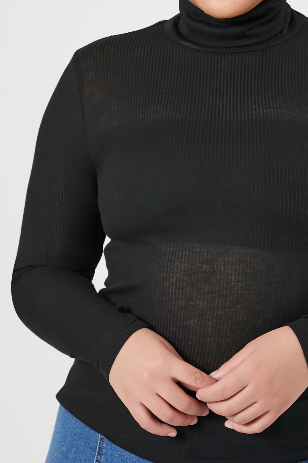 Plus Size Ribbed Knit Turtleneck Top - Image 5