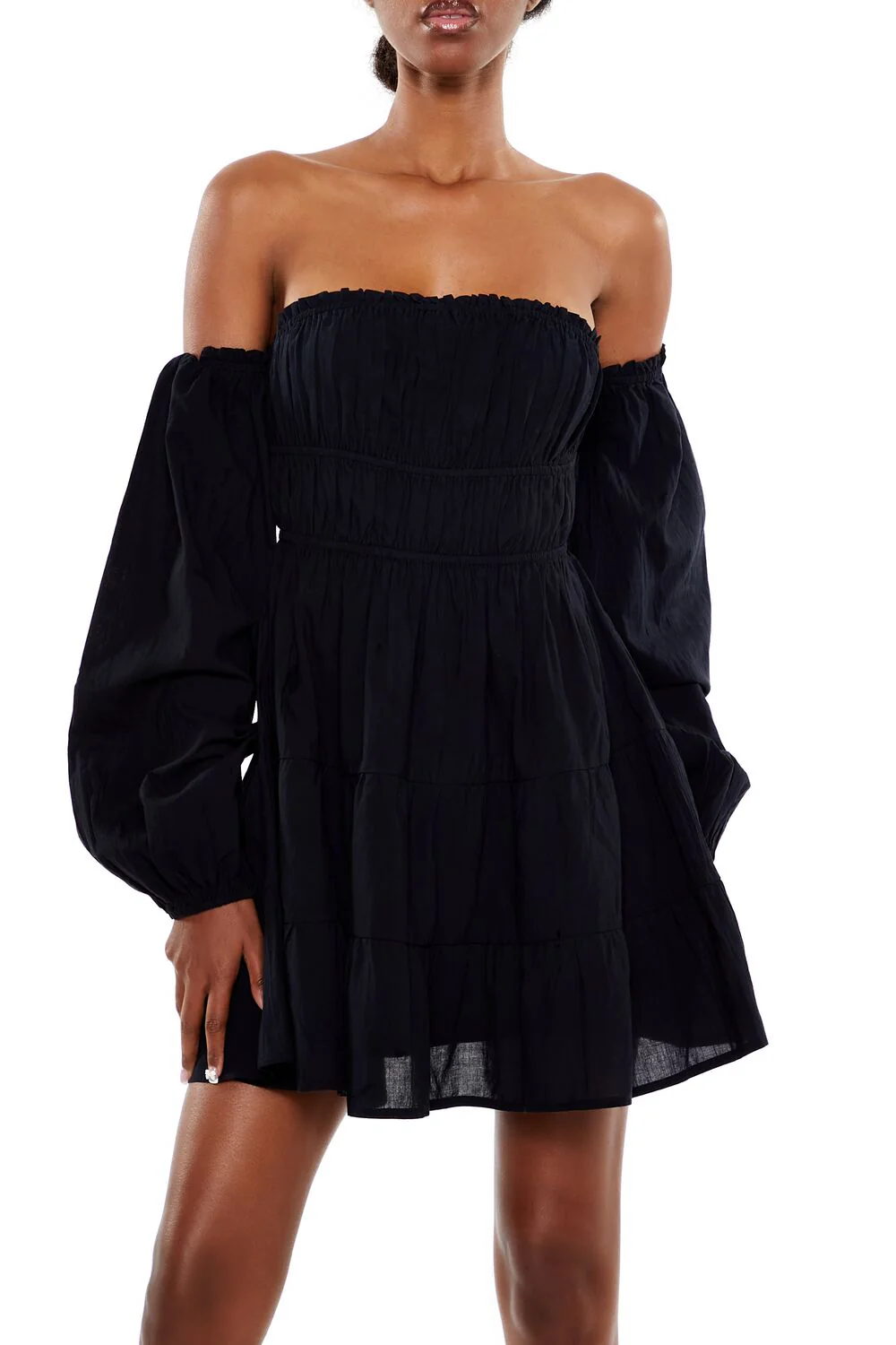 Off-the-Shoulder Babydoll Mini Dress - Image 2