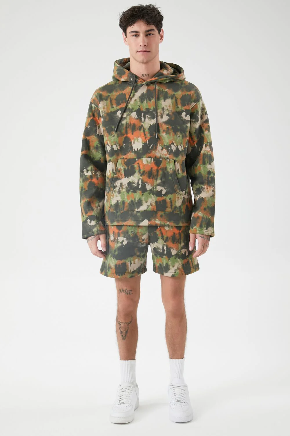 Abstract Print Drawstring Hoodie - Image 4
