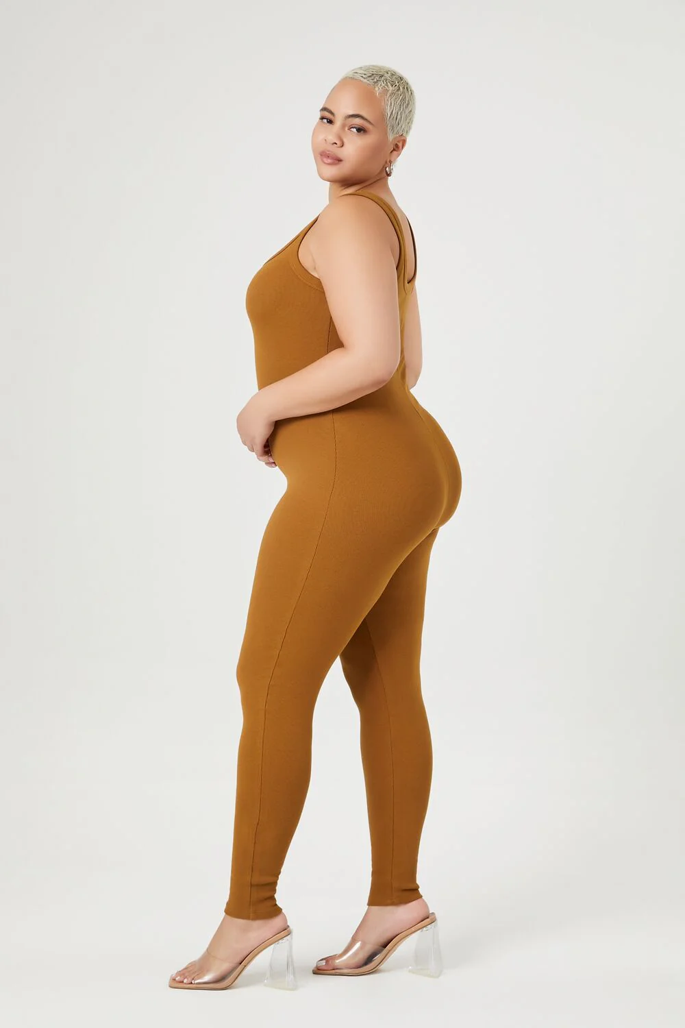 Plus Size Ribbed Knit Tank Jumpsuit - Image 8
