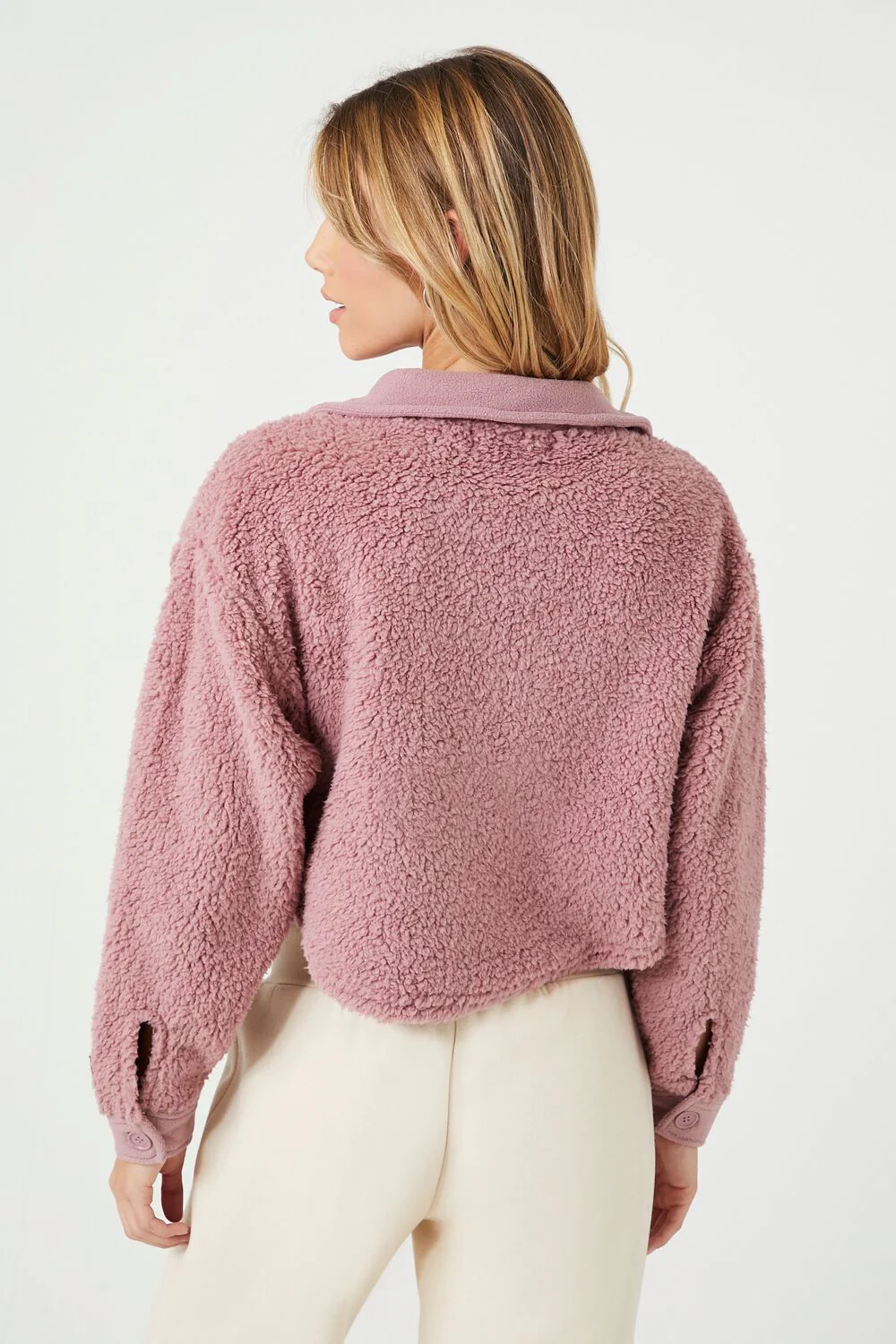 Faux Shearling Cropped Shacket - Image 3