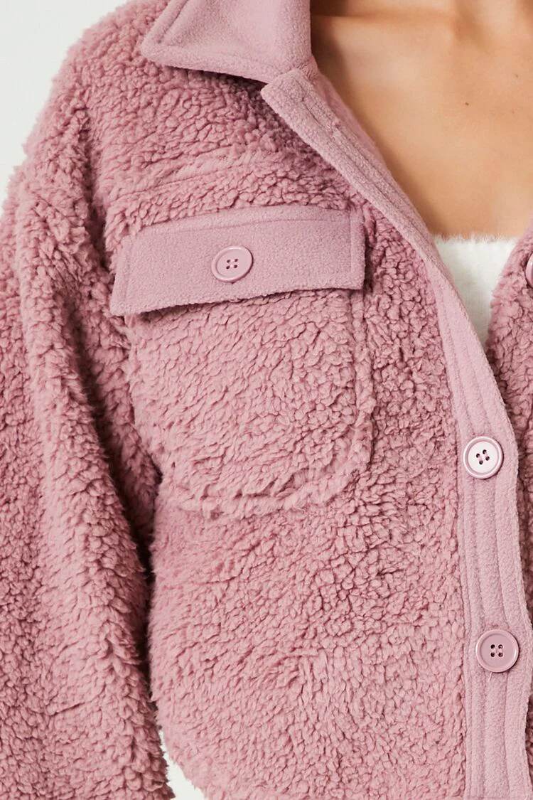 Faux Shearling Cropped Shacket - Image 5