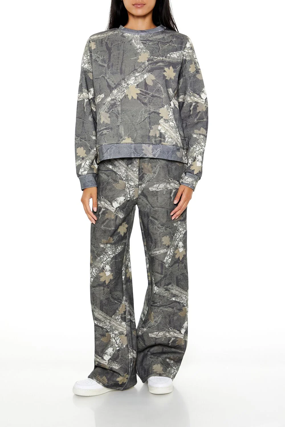 Fleece Leaf Print Pullover - Image 2