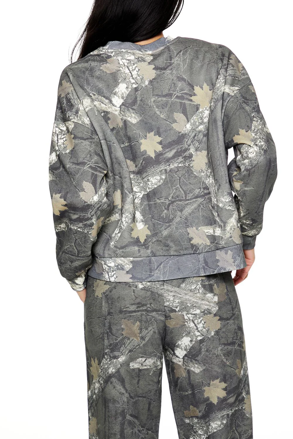 Fleece Leaf Print Pullover - Image 5