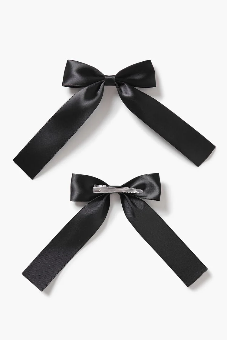 Satin Bow Gator Hair Clip Set - Image 2