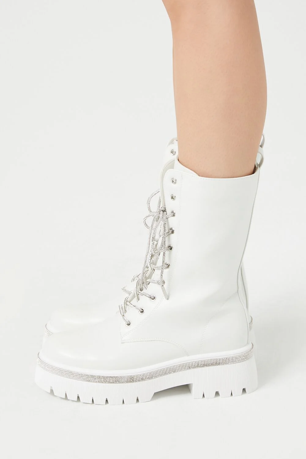 Rhinestone-Trim Combat Boots - Image 2