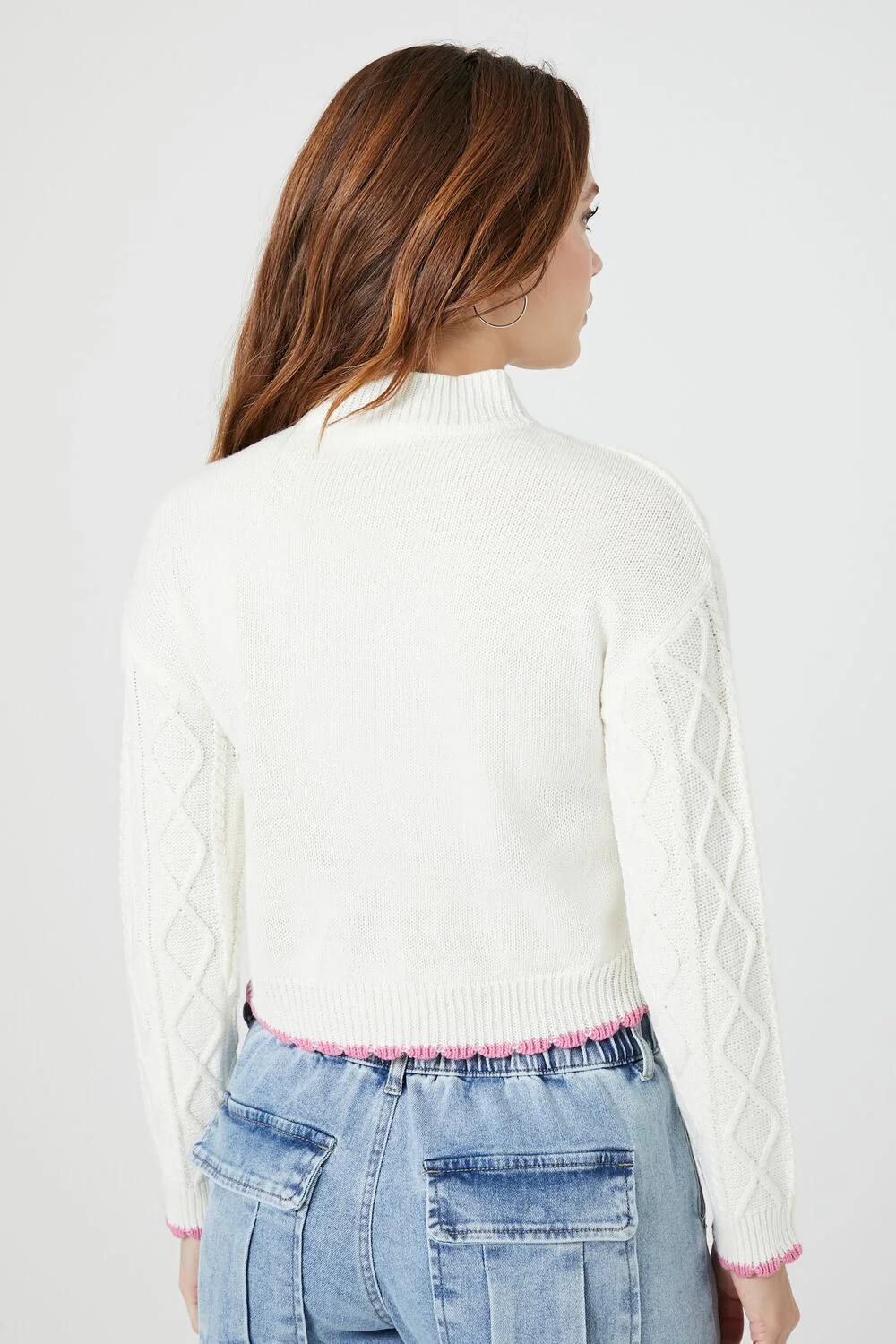Scalloped Cable Knit Sweater - Image 3