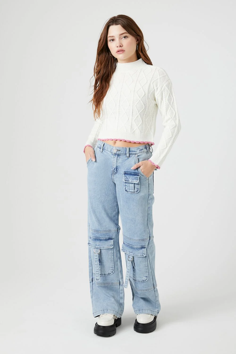 Scalloped Cable Knit Sweater - Image 4