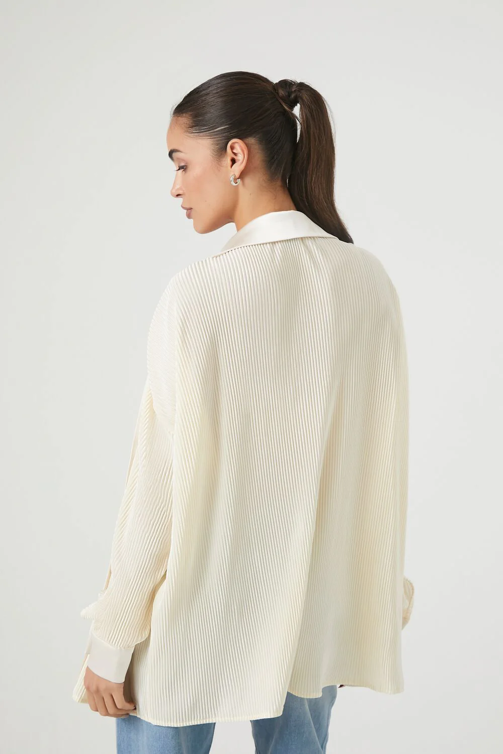 Pleated Shirt & Cropped Cami Set - Image 3