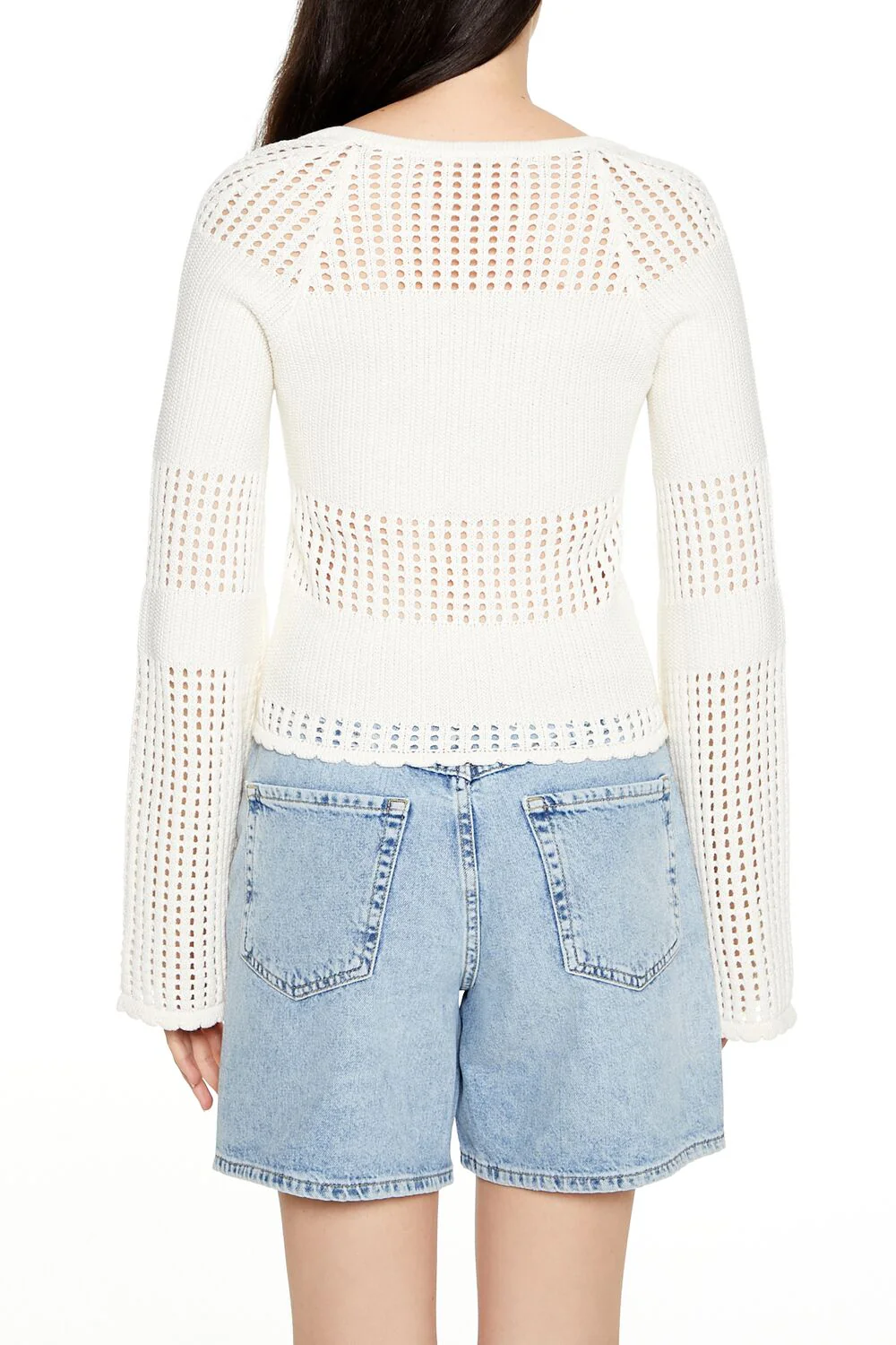 Open-Knit Bell-Sleeve Sweater - Image 10