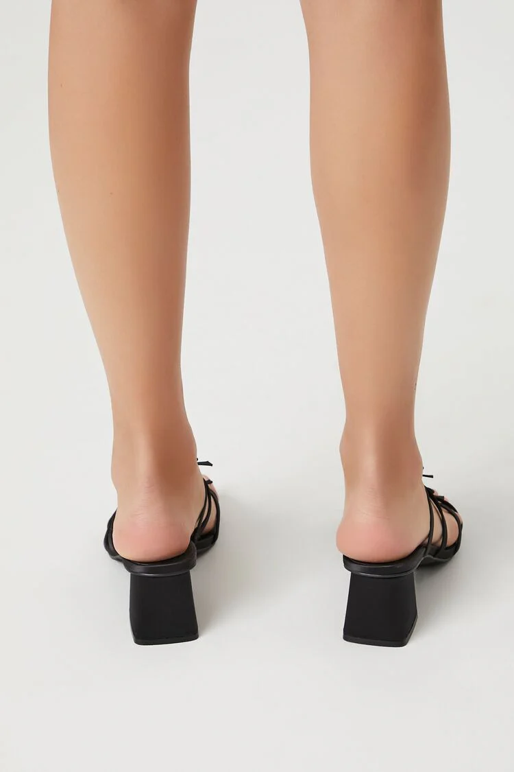 Strappy Satin Bow Block Heels - Image 3