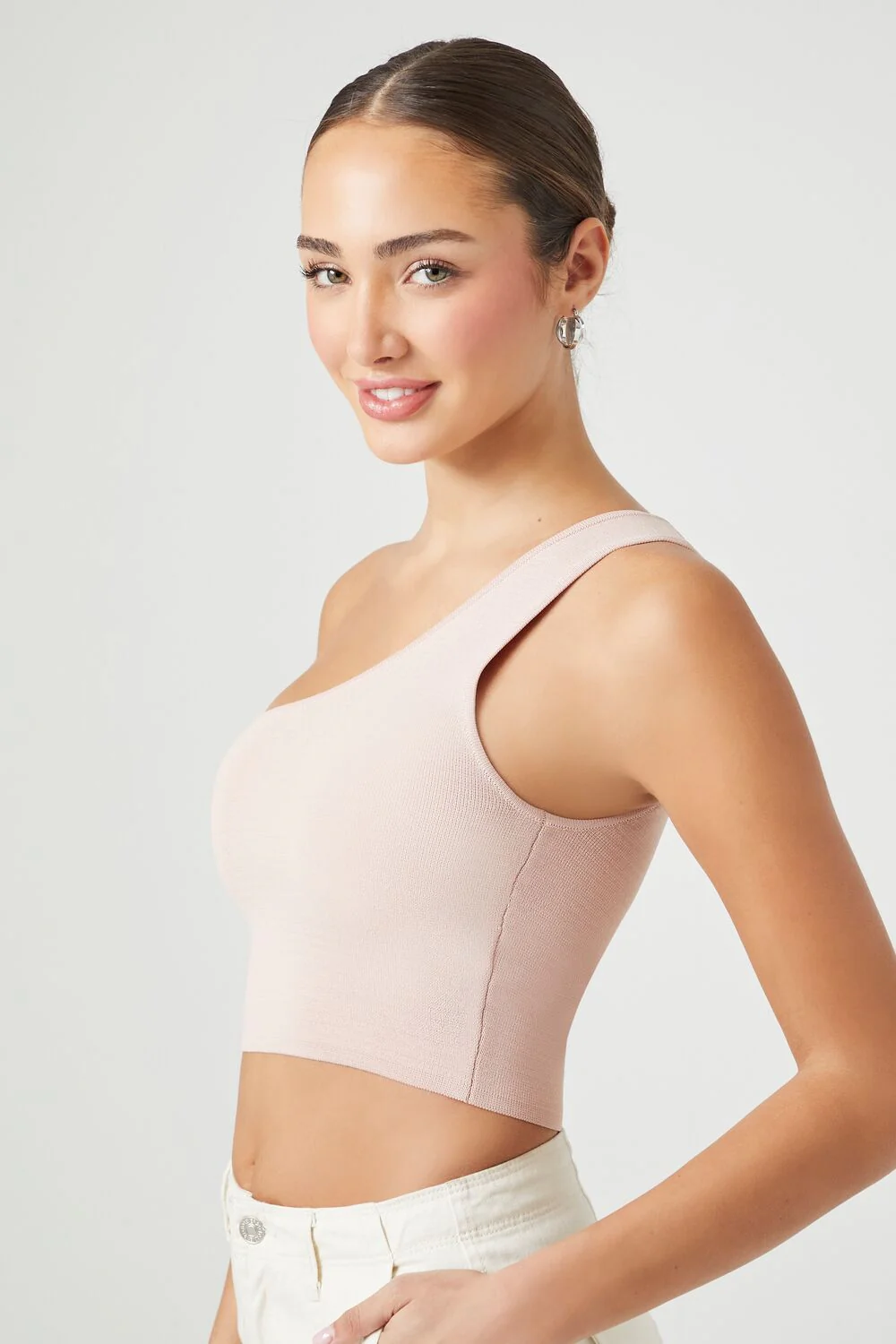 Sweater-Knit One-Shoulder Crop Top - Image 12