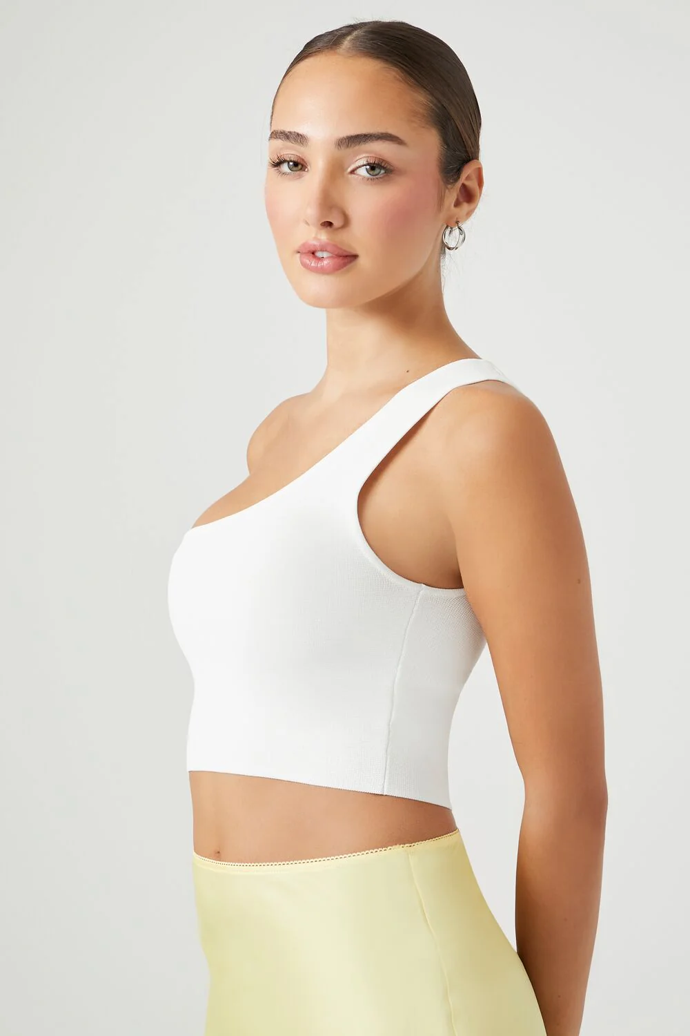 Sweater-Knit One-Shoulder Crop Top - Image 2