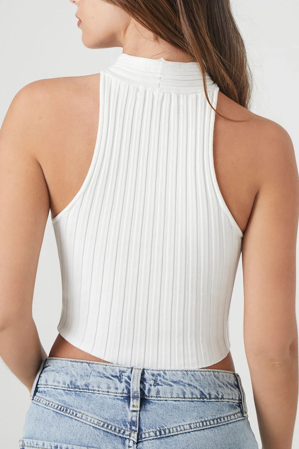 Ribbed Knit Halter Crop Top - Image 3