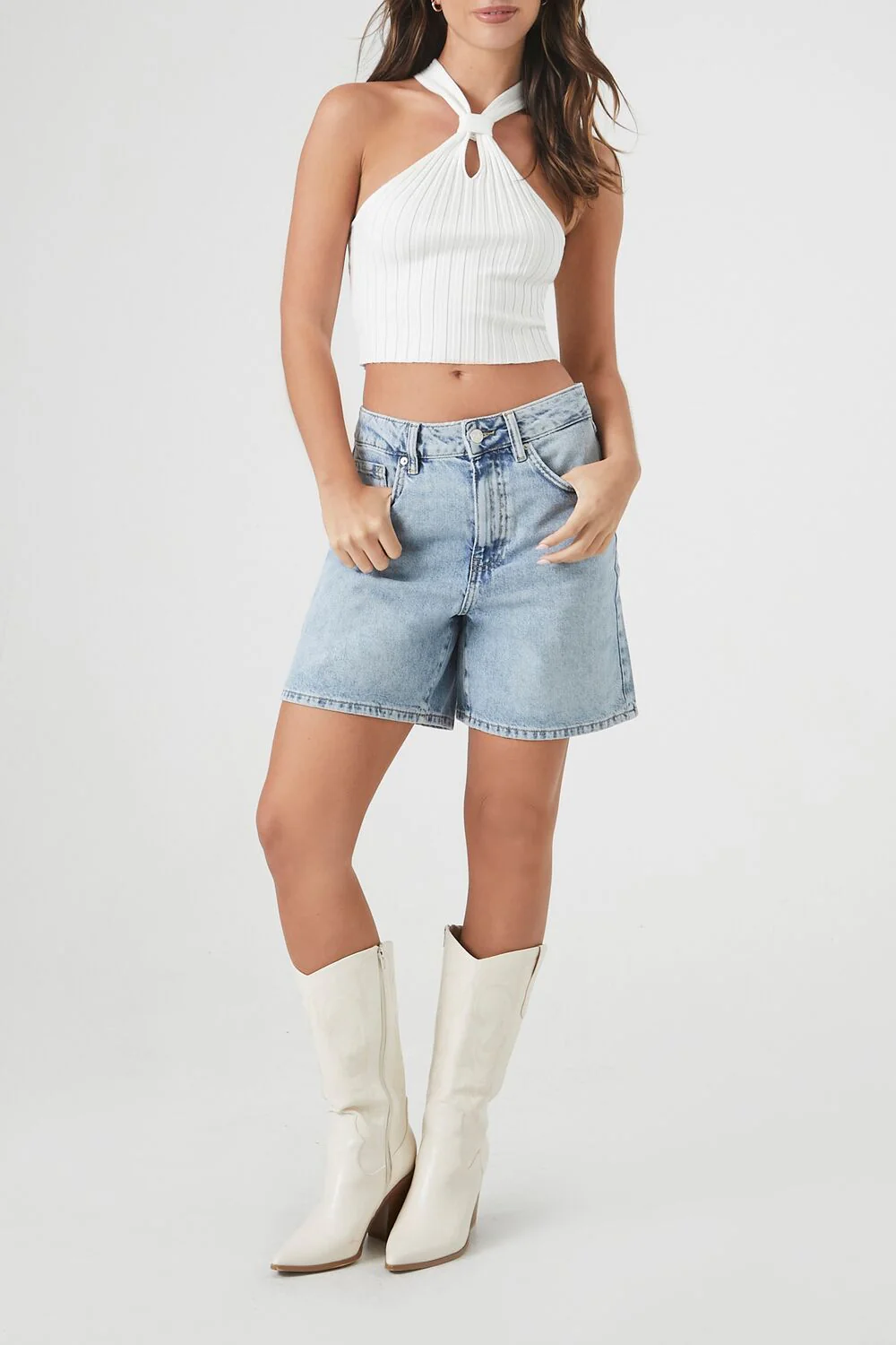 Ribbed Knit Halter Crop Top - Image 4
