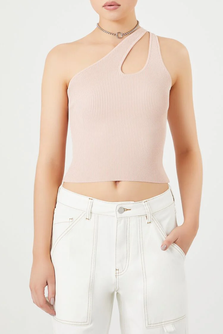 Sweater-Knit One-Shoulder Crop Top - Image 5