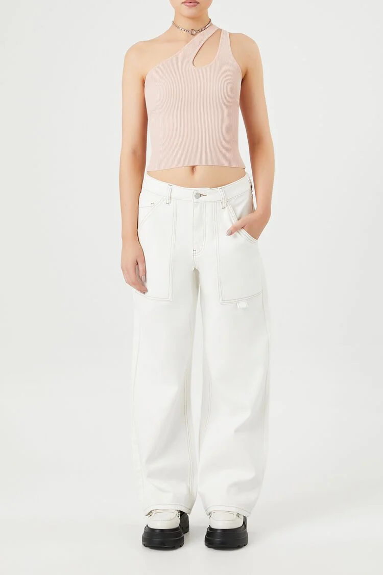 Sweater-Knit One-Shoulder Crop Top - Image 8