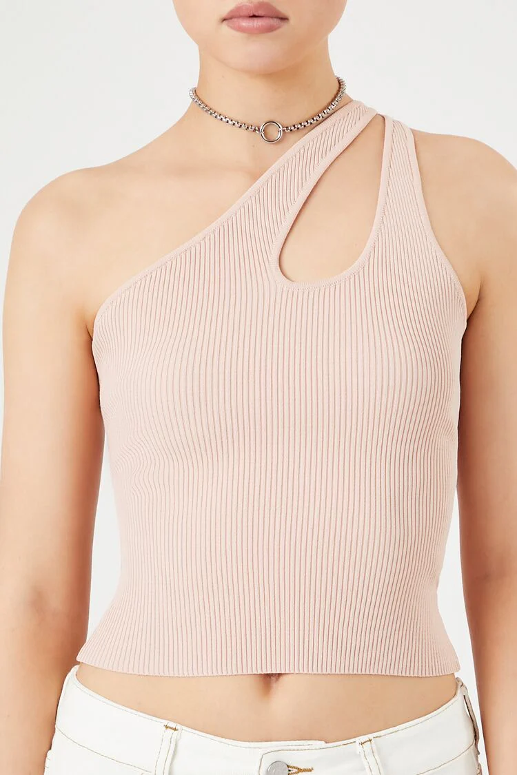 Sweater-Knit One-Shoulder Crop Top - Image 9