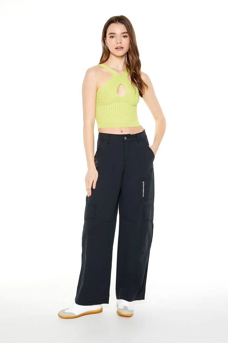 Keyhole Sweater-Knit Crop Top - Image 4