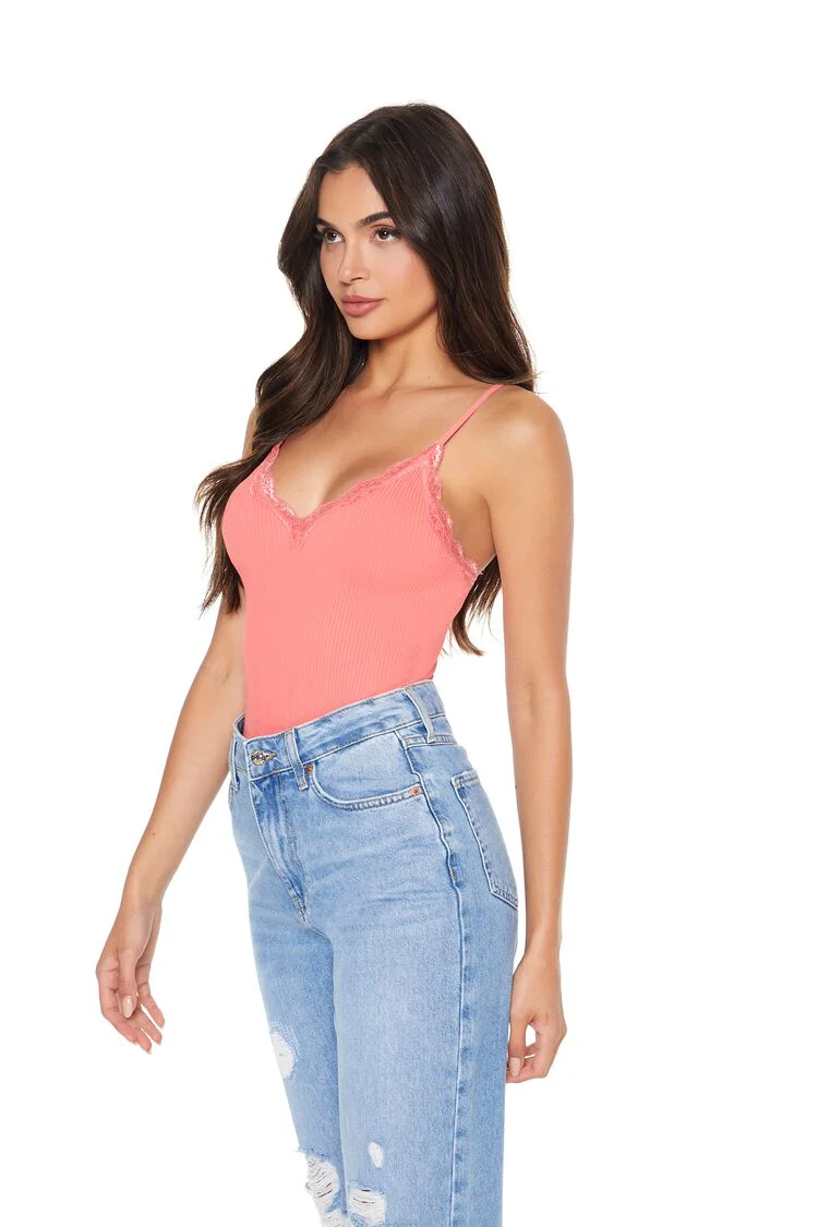 Seamless Lace-Trim Bodysuit - Image 2
