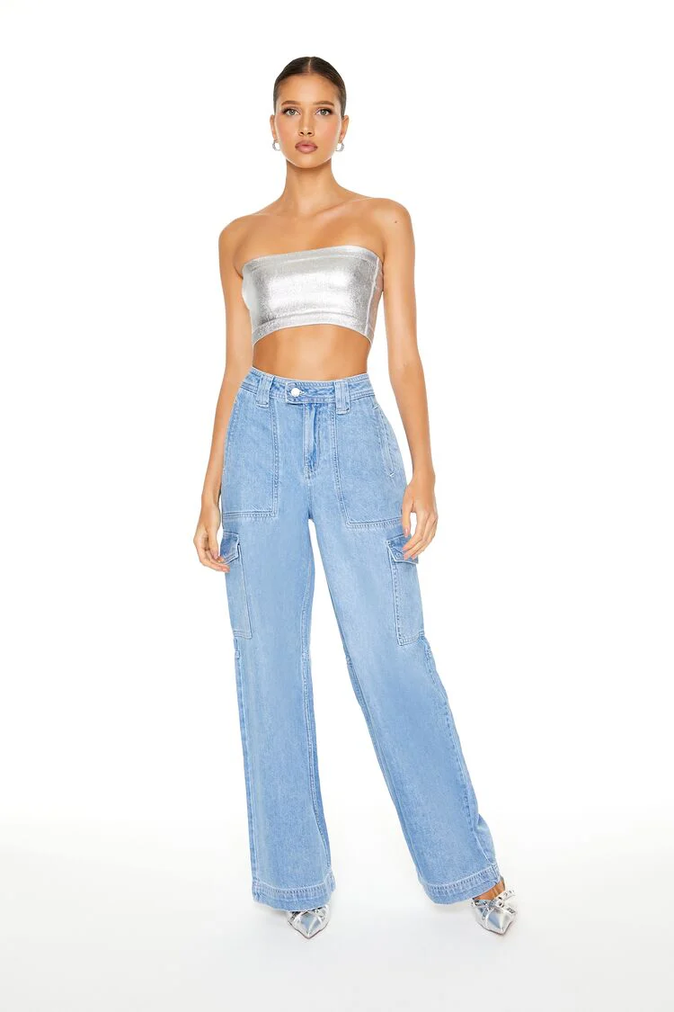 High-Rise Cargo Flare Jeans - Image 4