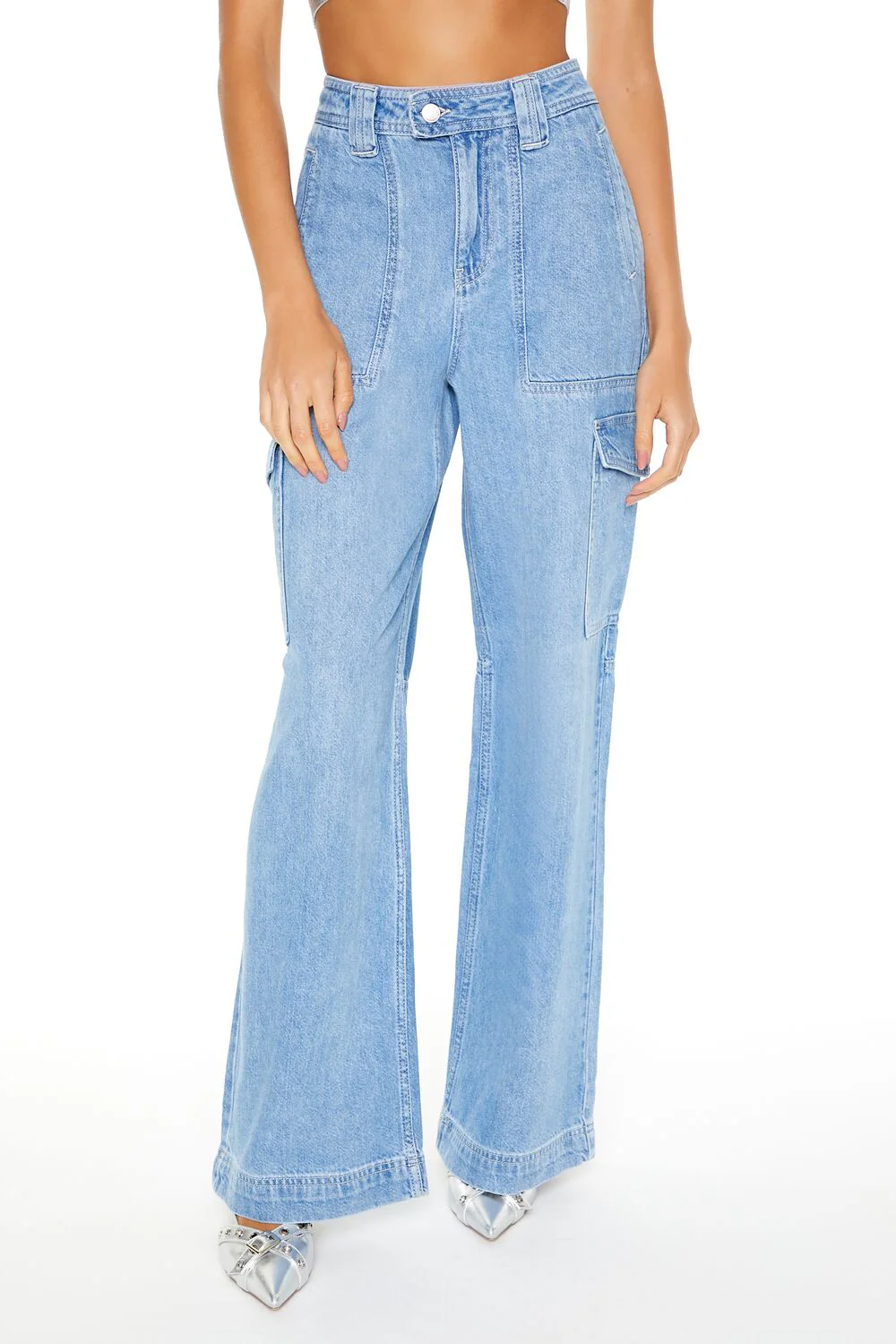 High-Rise Cargo Flare Jeans - Image 5