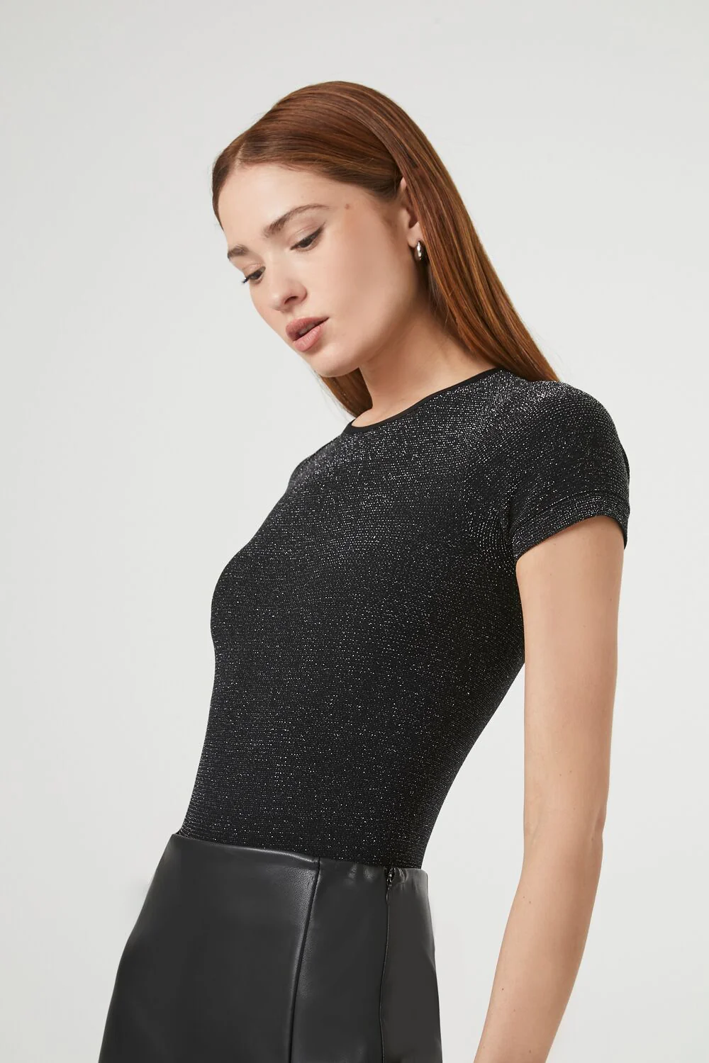 Glitter Knit Crew Tee Bodysuit - Image 2