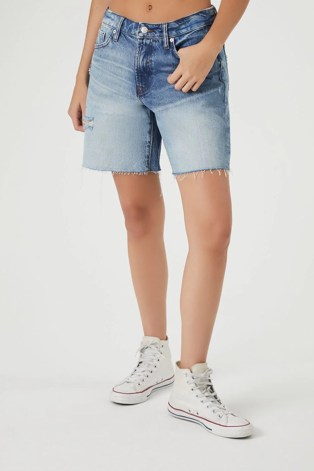 Distressed Denim Bermuda Shorts - Image 2